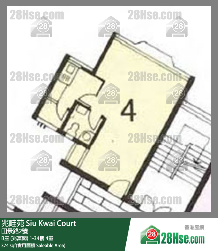 兆畦苑 B座 (兆富阁)18楼 4室 平面图