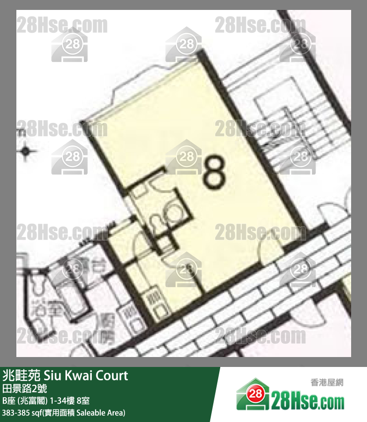 兆畦苑 B座 (兆富阁)3楼 8室 平面图
