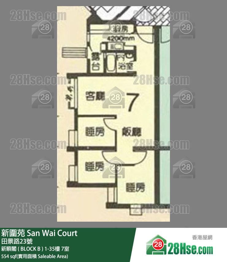 新圍苑 新順閣 ( BLOCK B )21樓 7室 平面圖