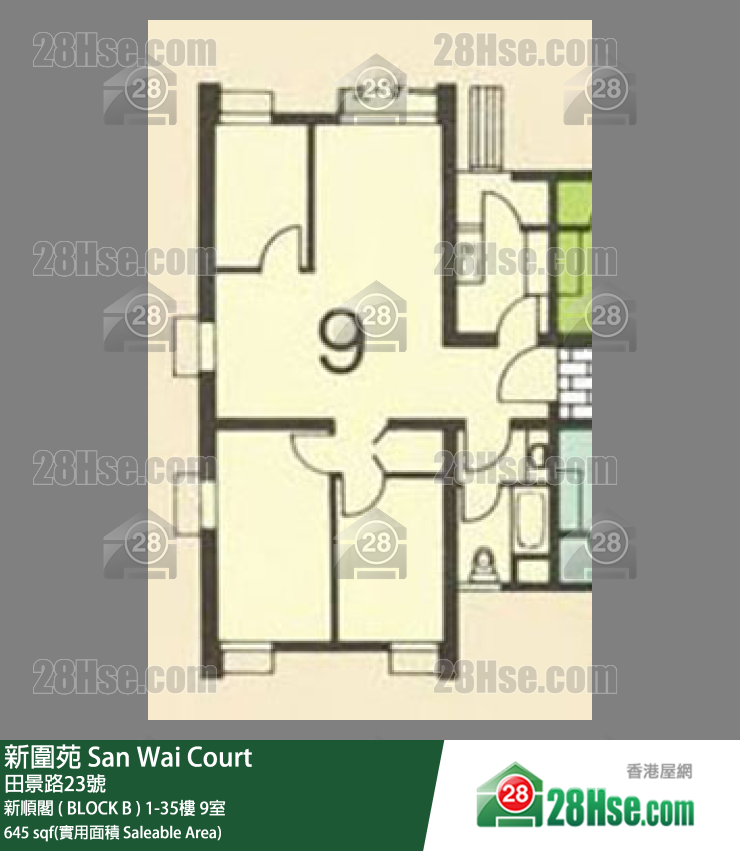新圍苑 新順閣 ( BLOCK B )12樓 9室 平面圖