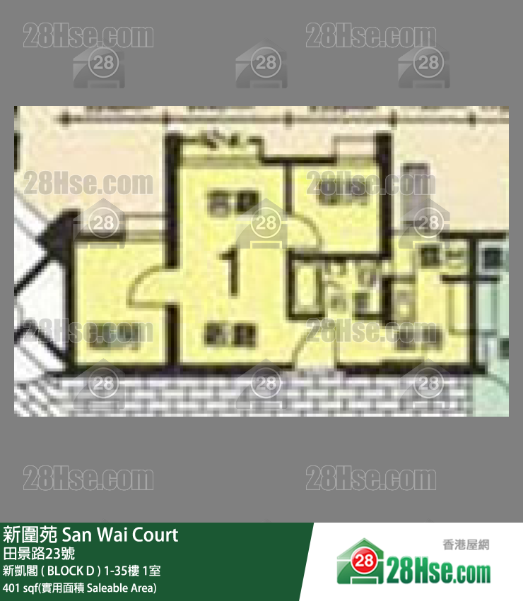 新圍苑 新凱閣 ( BLOCK D )11樓 1室 平面圖