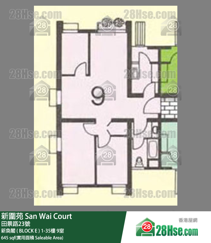 新圍苑 新奐閣 ( BLOCK E )27樓 9室 平面圖