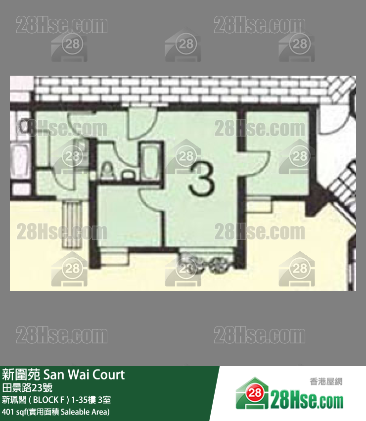 新围苑 新佩阁 ( BLOCK F )24楼 3室 平面图