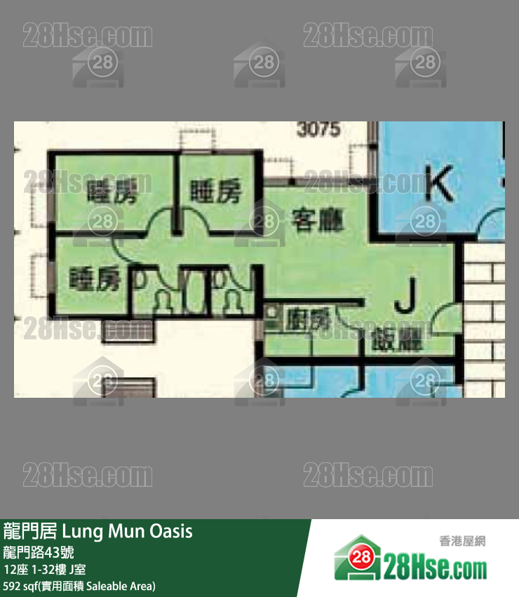 龙门居 12座25楼 J室 平面图