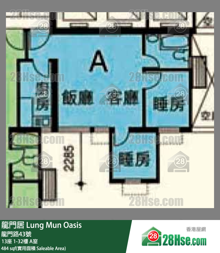 龙门居 13座4楼 A室 平面图