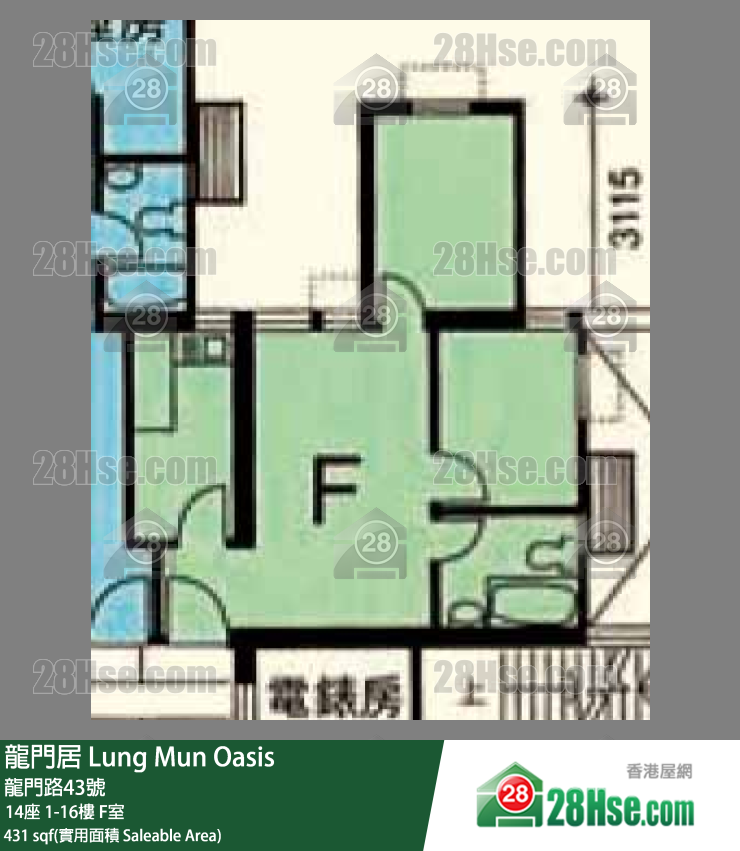 龍門居 14座13樓 F室 平面圖