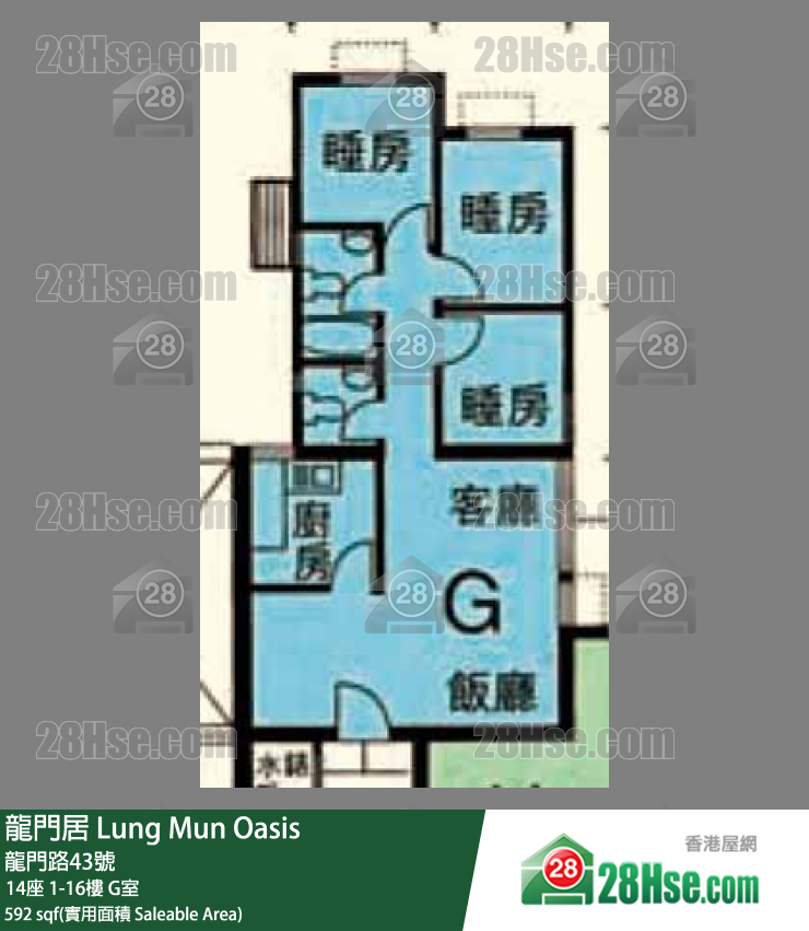 龍門居 14座 1樓 G室 平面圖