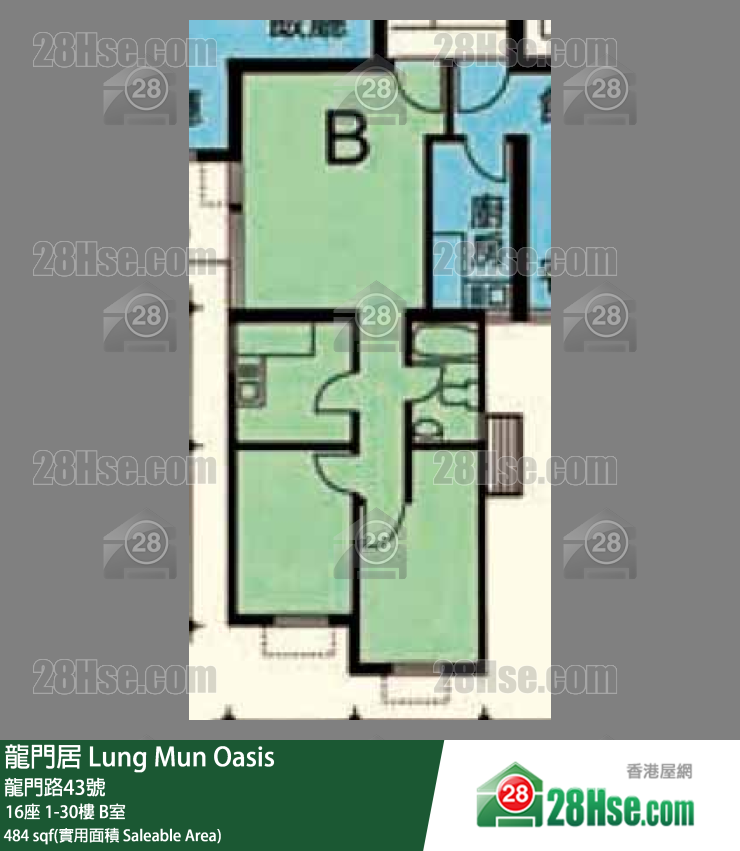 龙门居 16座6楼 B室 平面图