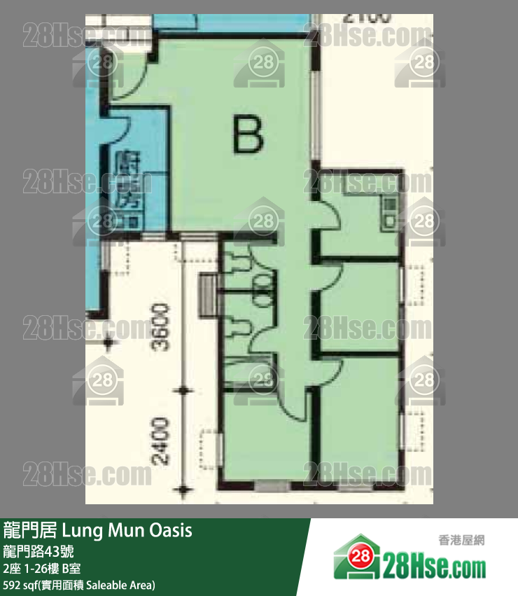 龙门居 2座18楼 B室 平面图
