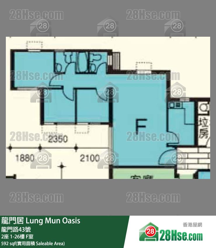 龙门居 2座18楼 F室 平面图