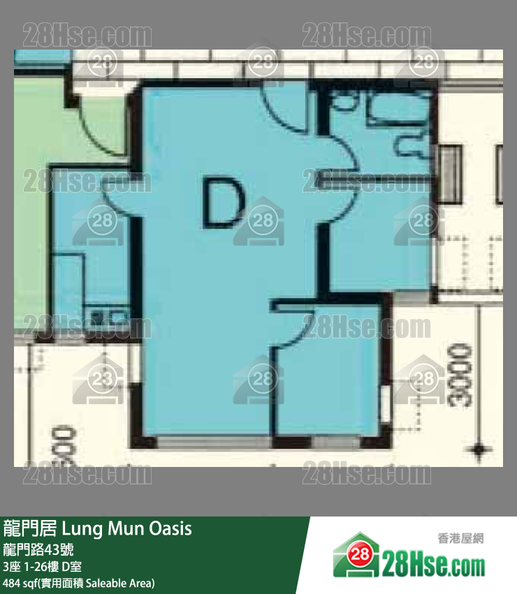 龙门居 3座 7楼 D室 平面图