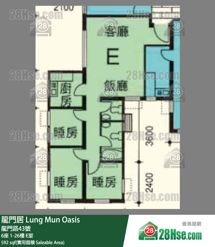 龙门居 6座23楼 E室 平面图