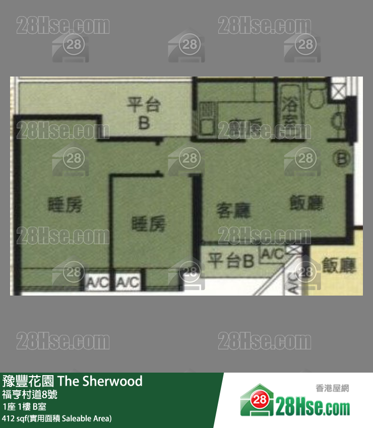 豫豐花園 1座1樓 B室 平面圖