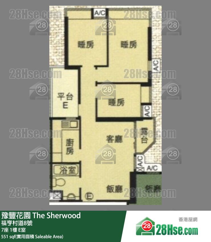 豫豐花園 7座 1樓 E室 平面圖