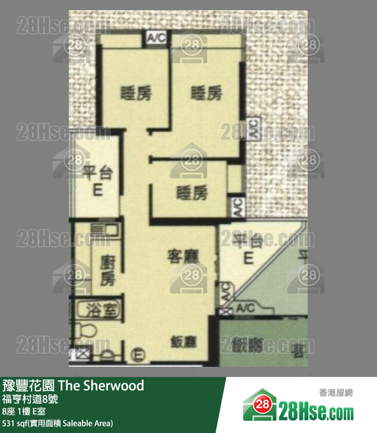 豫豐花園 8座 1樓 E室 平面圖