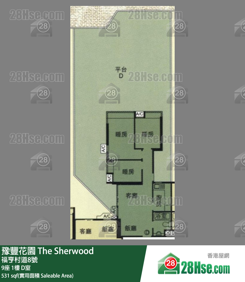 豫豐花園 9座1樓 D室 平面圖