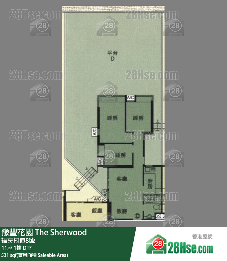 豫豐花園 11座1樓 D室 平面圖