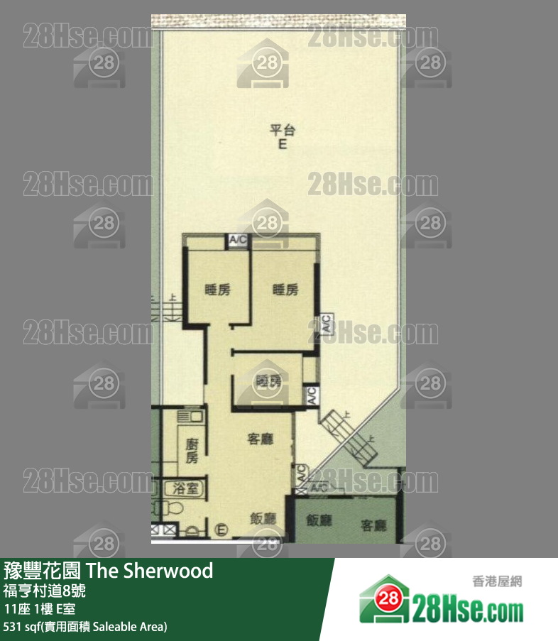 豫豐花園 11座 1樓 E室 平面圖