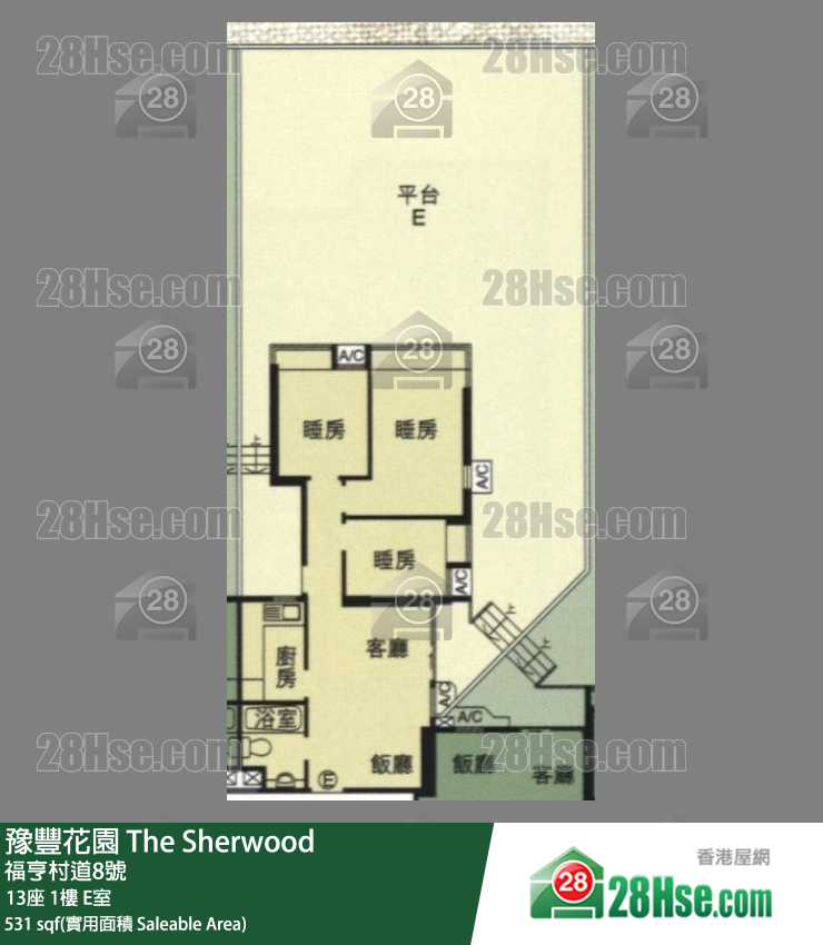 豫丰花园 13座1楼 E室 平面图