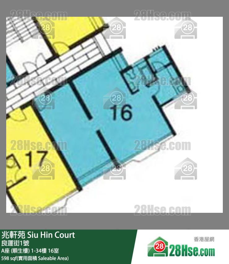 兆軒苑 A座 (順生樓)10樓 16室 平面圖