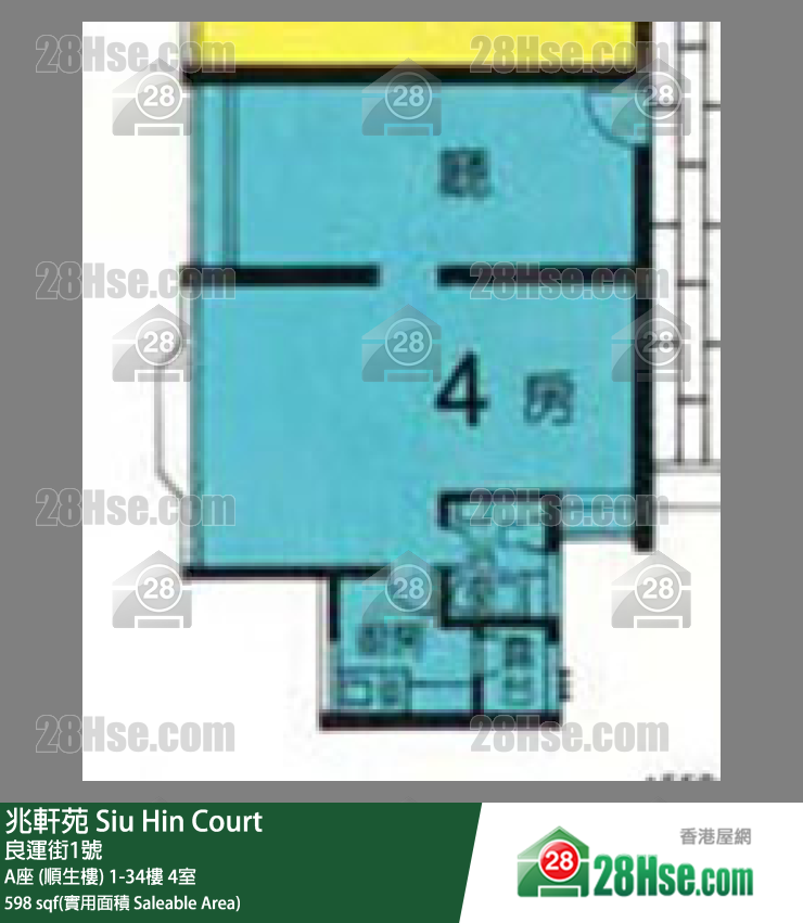 兆轩苑 A座 (顺生楼) 3楼 4室 平面图