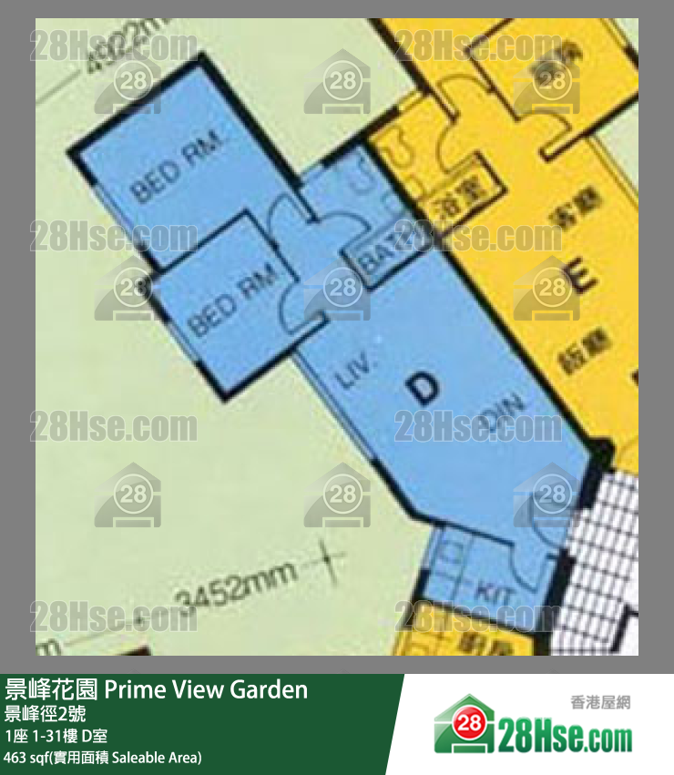 景峰花園 1座6樓 D室 平面圖
