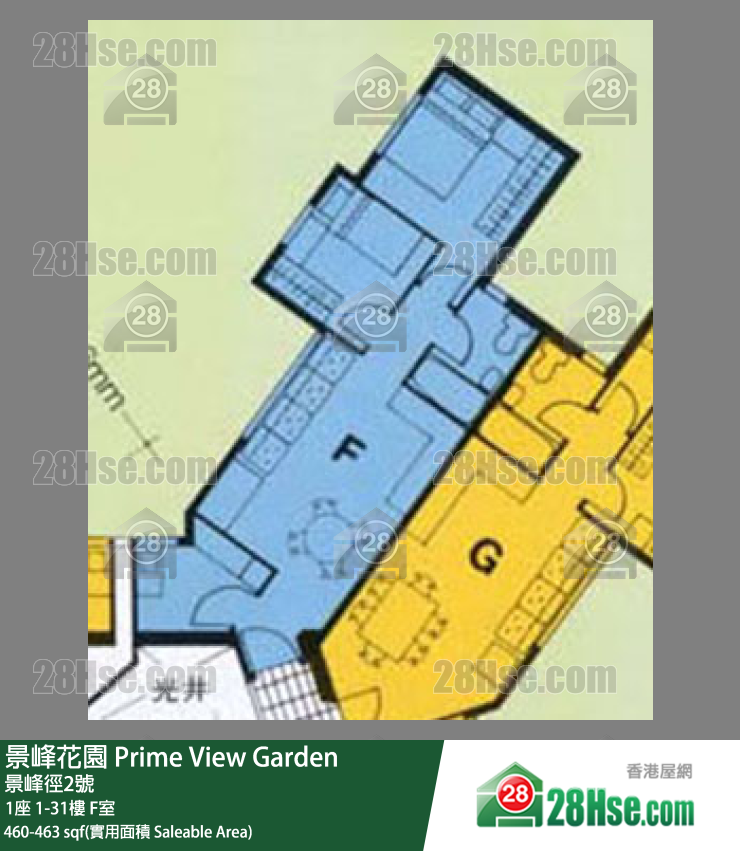 景峰花園 1座 5樓 F室 平面圖