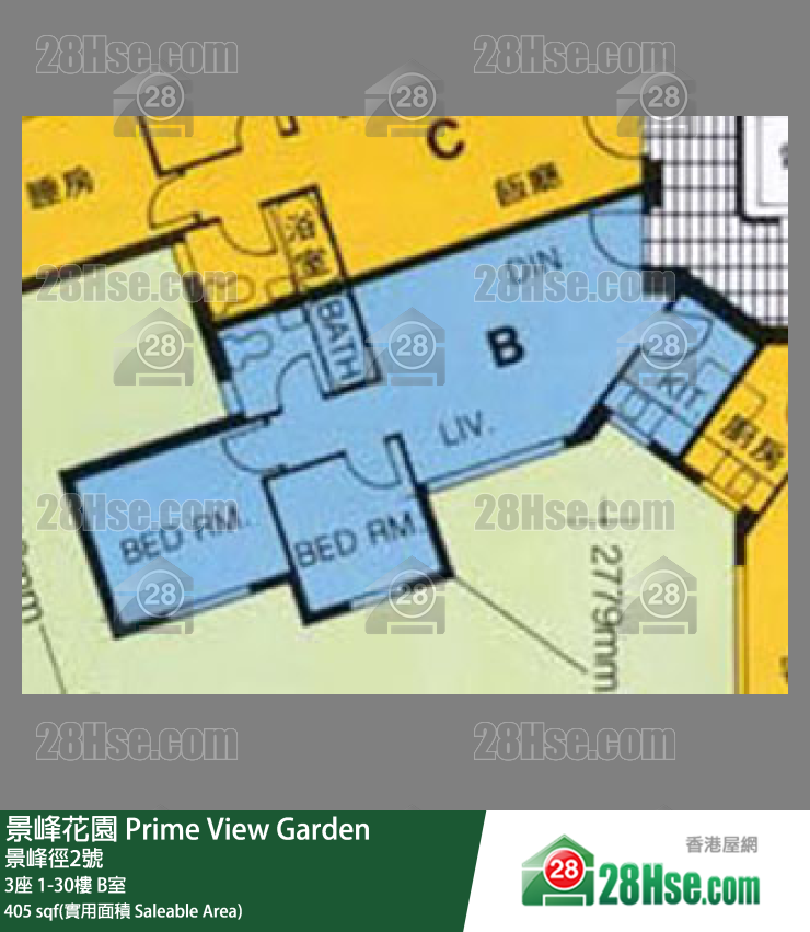 景峰花園 3座24樓 B室 平面圖