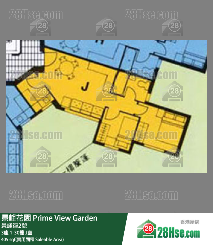 景峰花園 3座 17樓 J室 平面圖