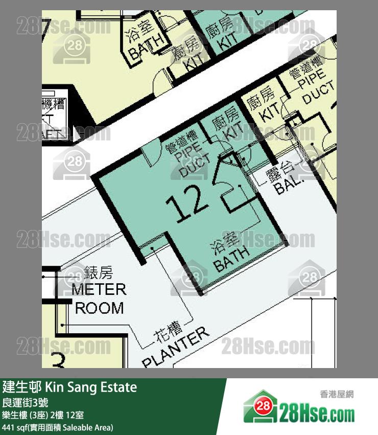 建生邨 樂生樓 (3座)2樓 12室 平面圖