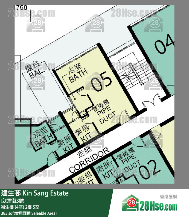 建生邨 裕生樓 (4座)2樓 5室 平面圖