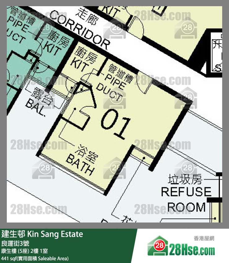 建生邨 康生樓 (5座)2樓 1室 平面圖