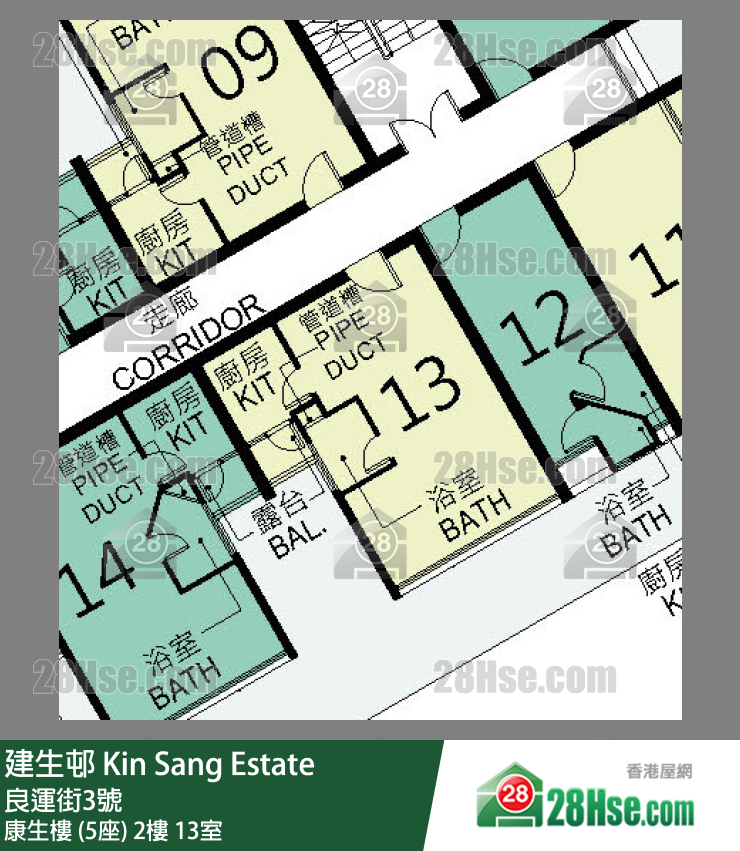 建生邨 康生樓 (5座)2樓 13室 平面圖