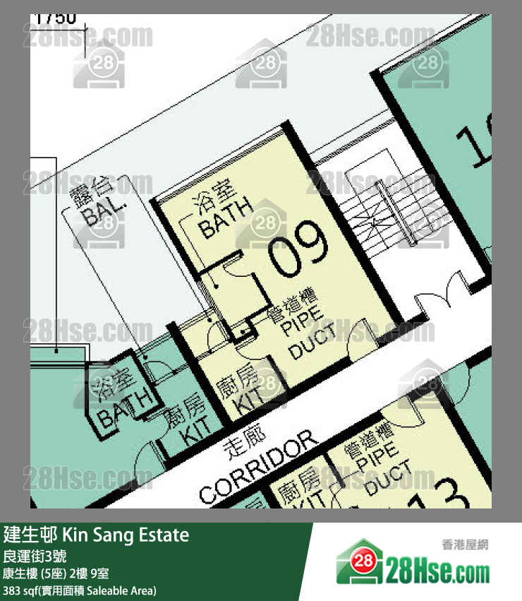 建生邨 康生楼 (5座)2楼 9室 平面图
