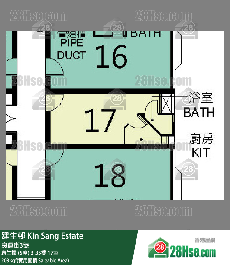 建生邨 康生樓 (5座)14樓 17室 平面圖