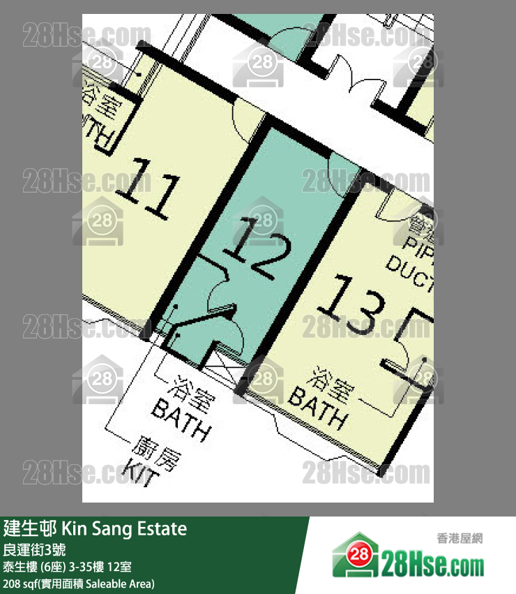 建生邨 泰生樓 (6座)4樓 12室 平面圖