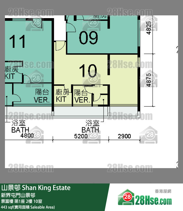 山景邨 景富樓第1座2樓 10室 平面圖