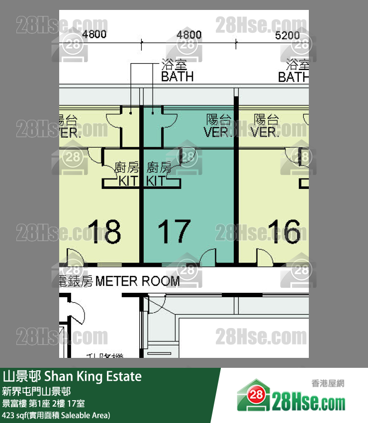 山景邨 景富樓第1座2樓 17室 平面圖
