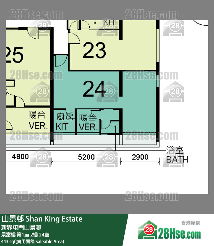 山景邨 景富樓第1座2樓 24室 平面圖