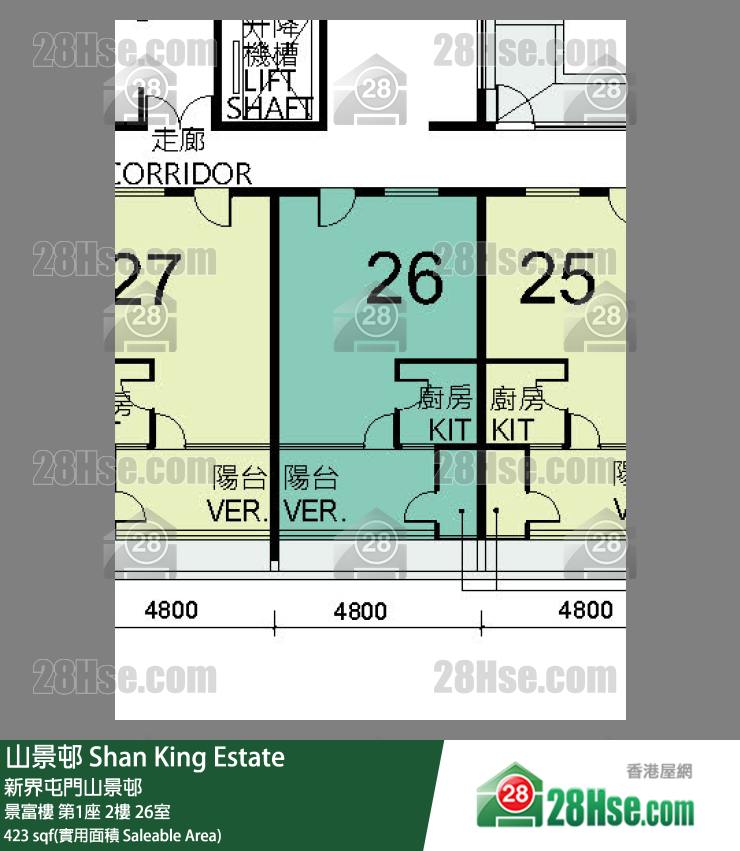 山景邨 景富樓 第1座 2樓 26室 平面圖