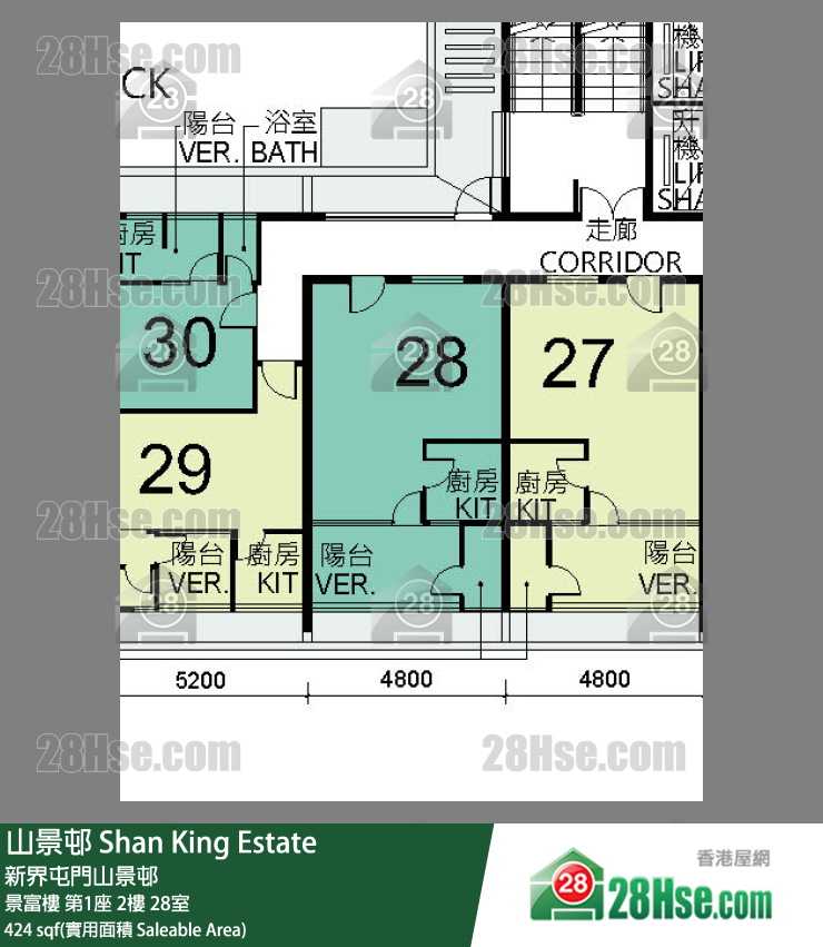 山景邨 景富樓 第1座 2樓 28室 平面圖