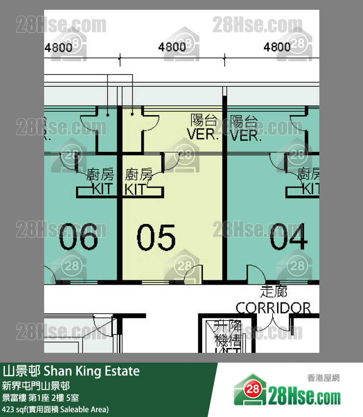 山景邨 景富樓第1座2樓 5室 平面圖