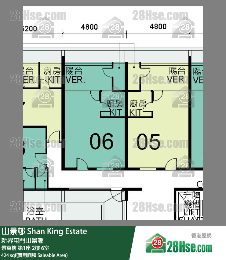 山景邨 景富樓第1座2樓 6室 平面圖