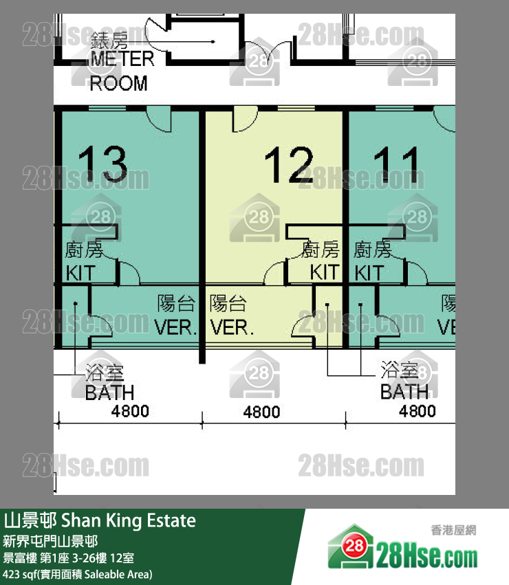 山景邨 景富樓第1座10樓 12室 平面圖