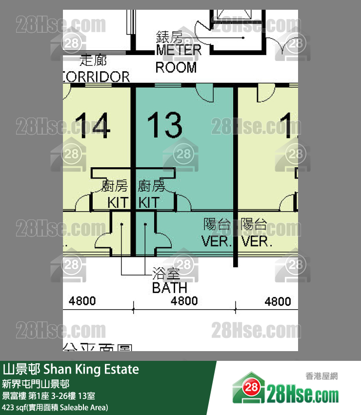 山景邨 景富樓第1座12樓 13室 平面圖