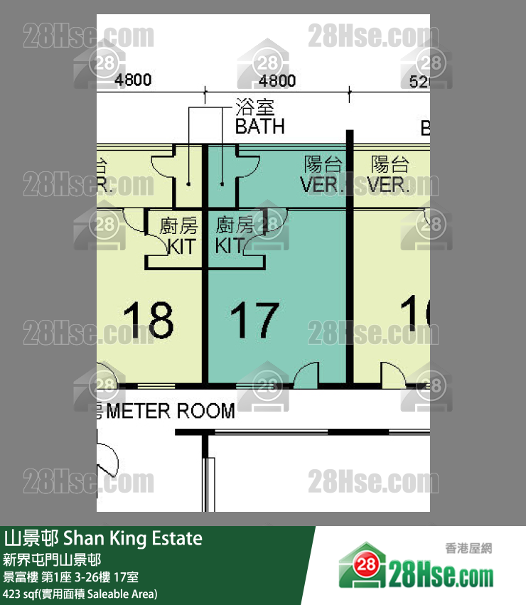 山景邨 景富樓第1座13樓 17室 平面圖