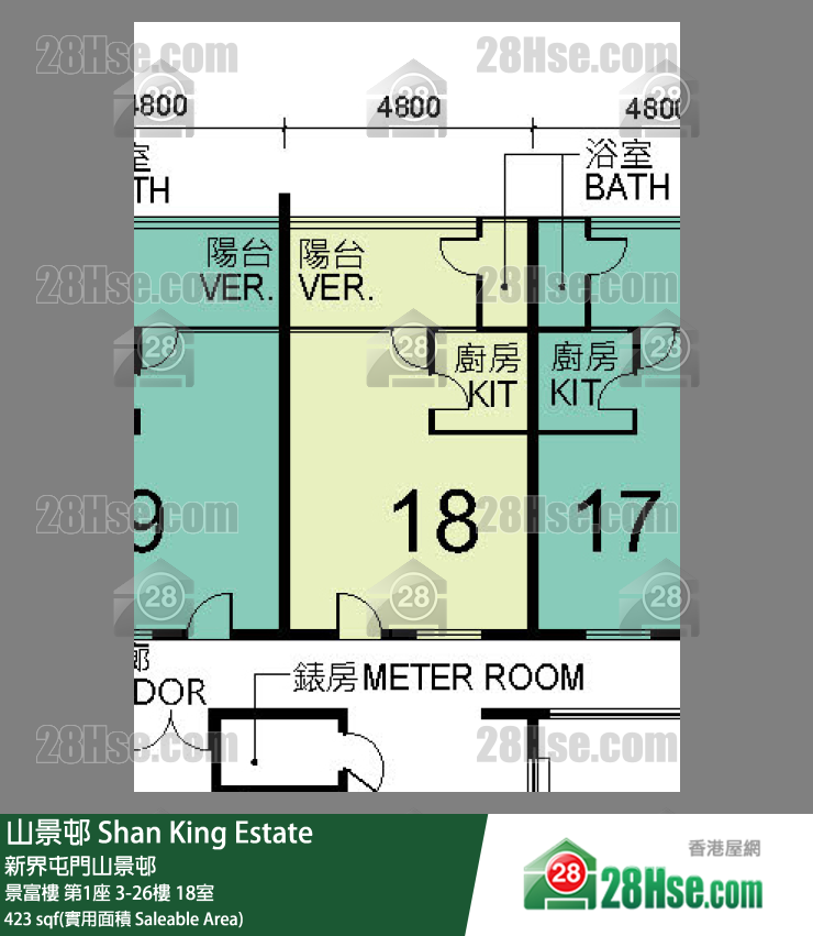 山景邨 景富樓第1座18樓 18室 平面圖