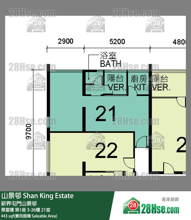 山景邨 景富樓第1座13樓 21室 平面圖