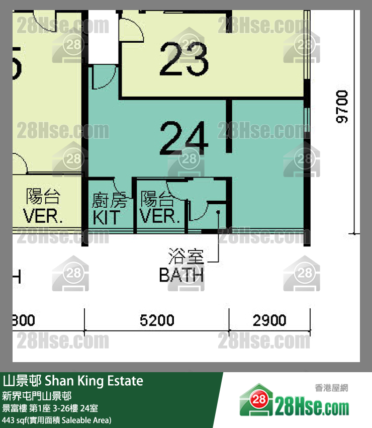 山景邨 景富樓第1座13樓 24室 平面圖