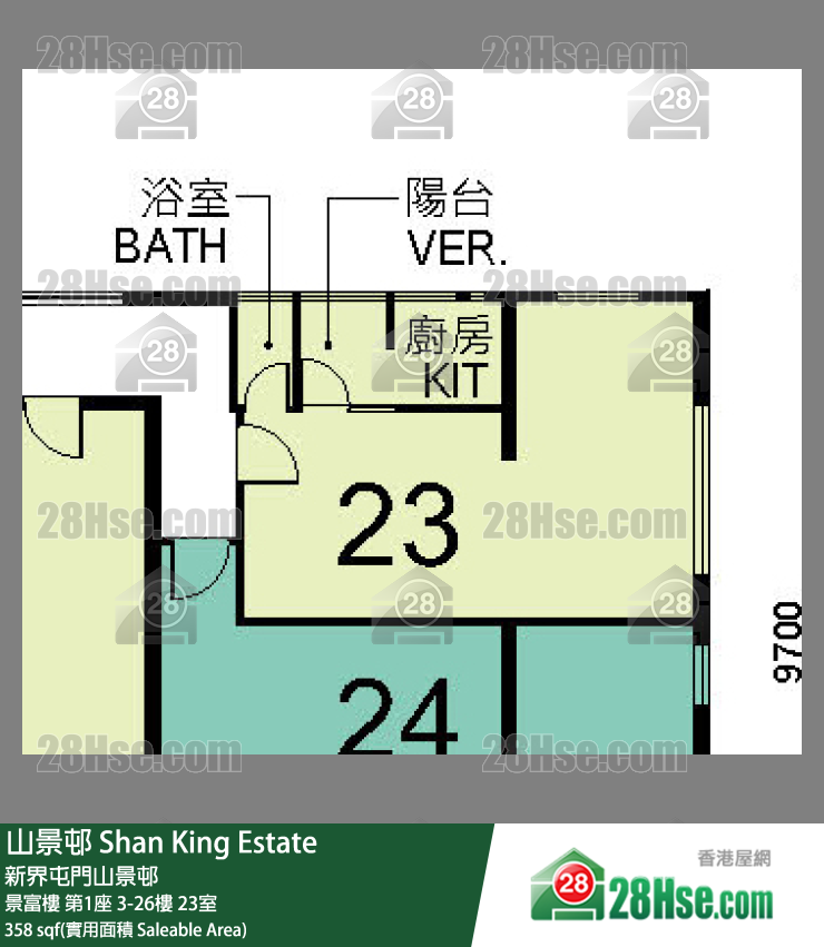 山景邨 景富樓第1座13樓 23室 平面圖